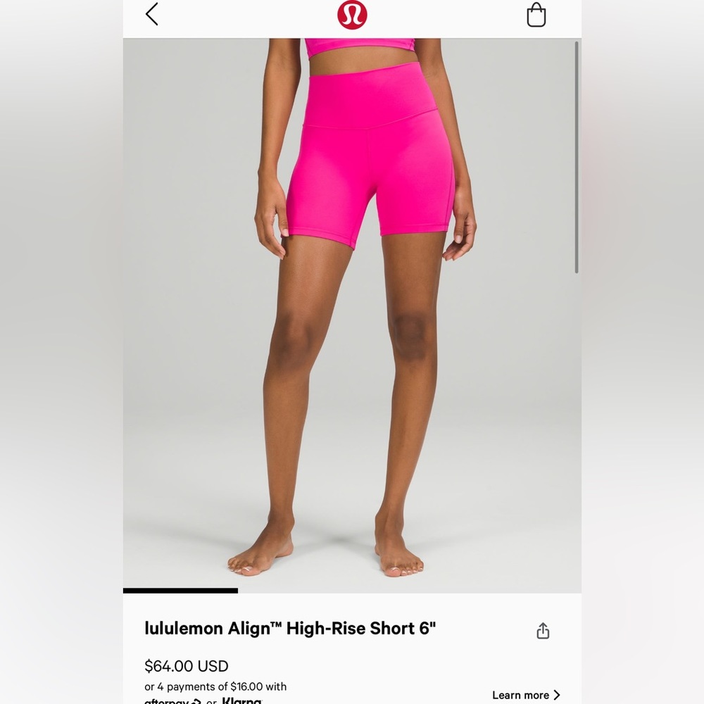 Lululemon sonic pink 6” biker short
